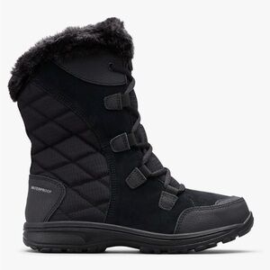 Columbia Women's 7.5 Ice Maiden II Black Ankle snow boots Winter faux-fur Trim